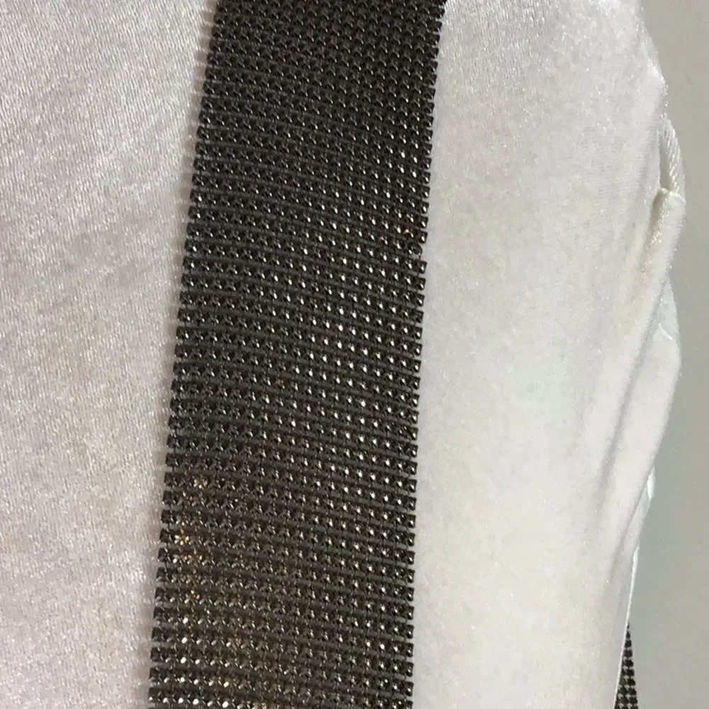 Belt Vintage Y2K Mesh Silver-tone Belt Claw clasp Adjustable Chain Sparkly